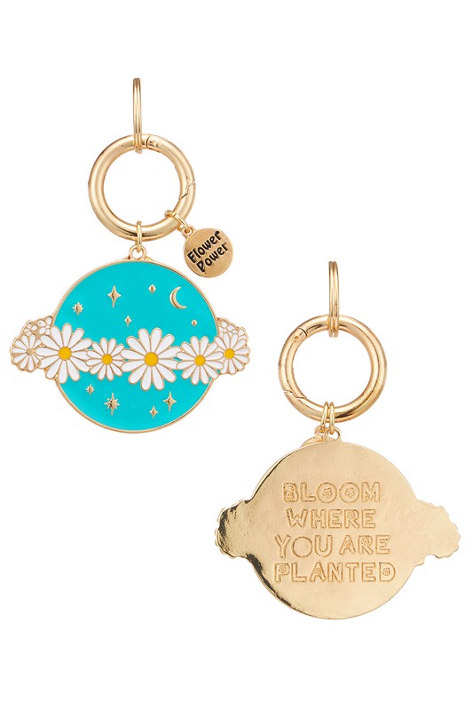 Cosmic Blossoms Enamel Keychain