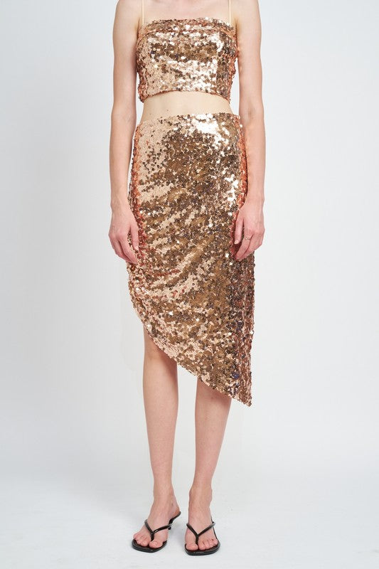 Charleston Nights Sequin Shirred Midi Skirt