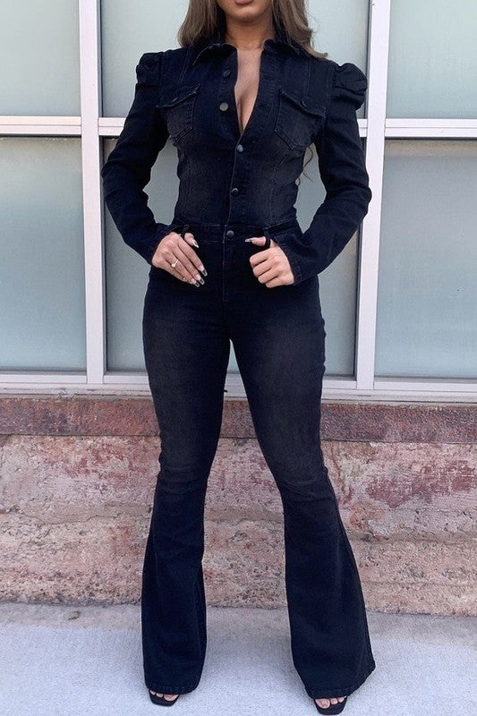 Royal Denim Jumpsuit in Black