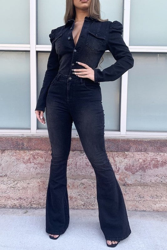 Royal Denim Jumpsuit in Black