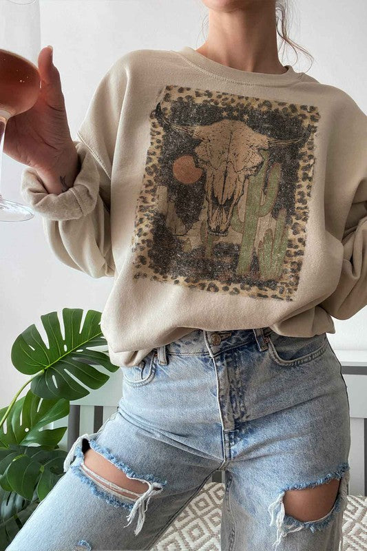 DESERT CATTLE WESTERN PLUS SIZE SWEATSHIRT