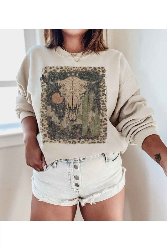 DESERT CATTLE WESTERN PLUS SIZE SWEATSHIRT