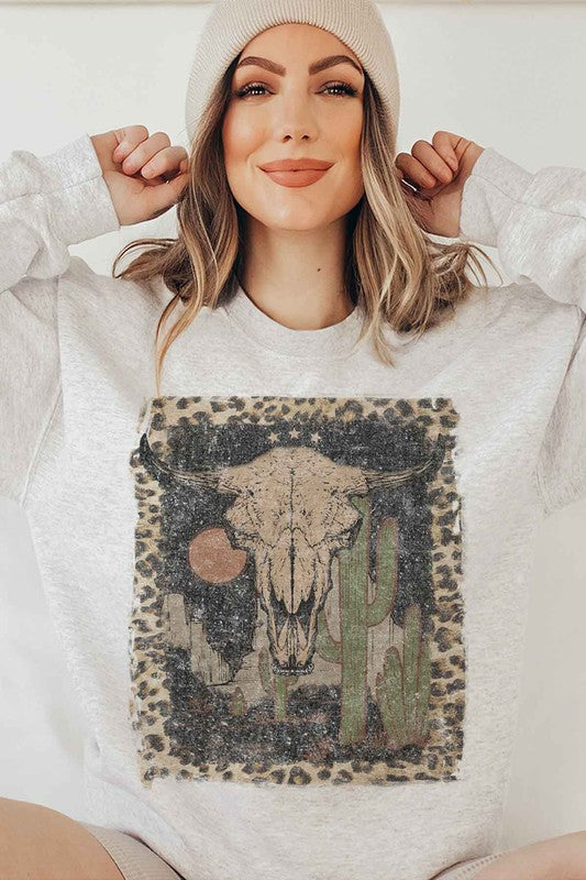 DESERT CATTLE WESTERN PLUS SIZE SWEATSHIRT