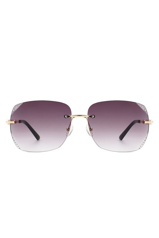 Classic Rimless Chic Square Fashion  Sunglasses