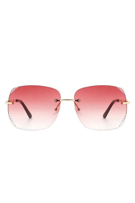 Classic Rimless Chic Square Fashion  Sunglasses