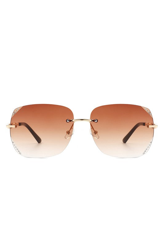 Classic Rimless Chic Square Fashion  Sunglasses