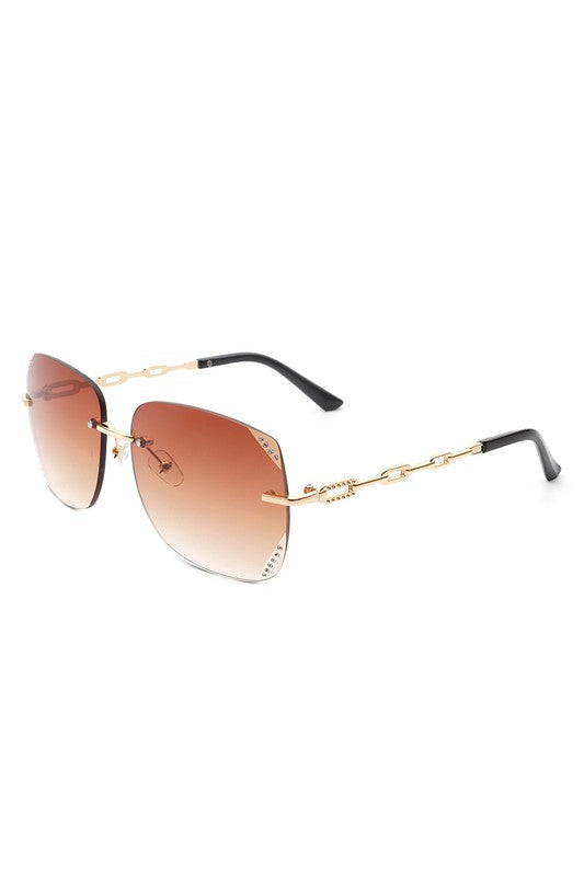 Classic Rimless Chic Square Fashion  Sunglasses