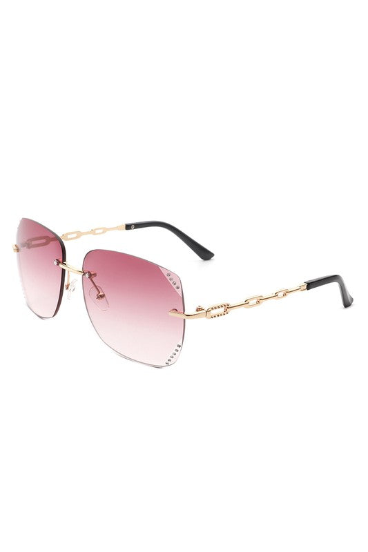 Classic Rimless Chic Square Fashion  Sunglasses