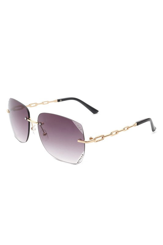 Classic Rimless Chic Square Fashion  Sunglasses