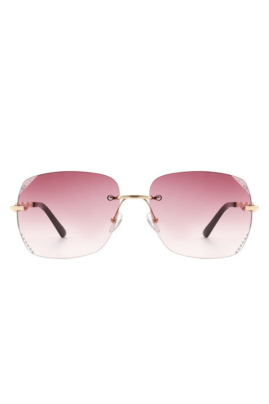 Classic Rimless Chic Square Fashion  Sunglasses