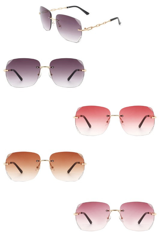 Classic Rimless Chic Square Fashion  Sunglasses