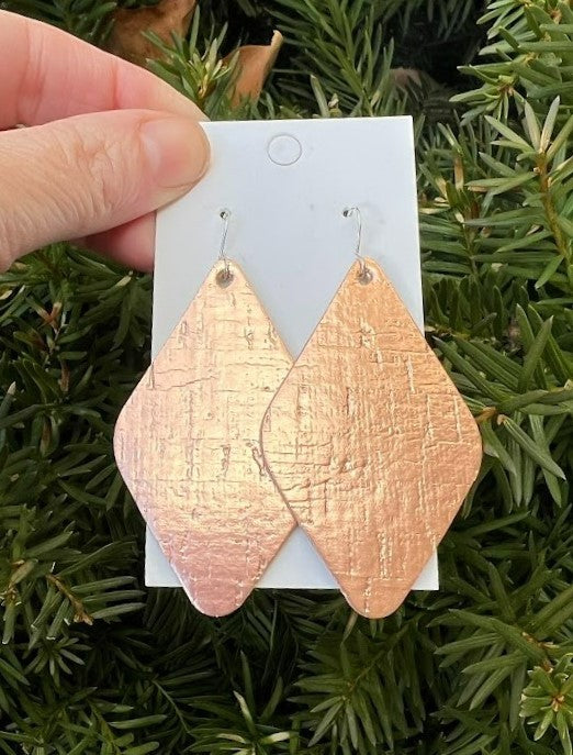 Rose Gold Valentines Diamond Corkleather Earring