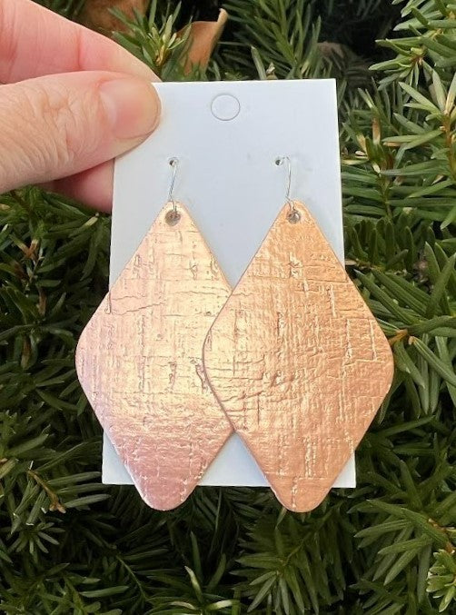 Rose Gold Valentines Diamond Corkleather Earring