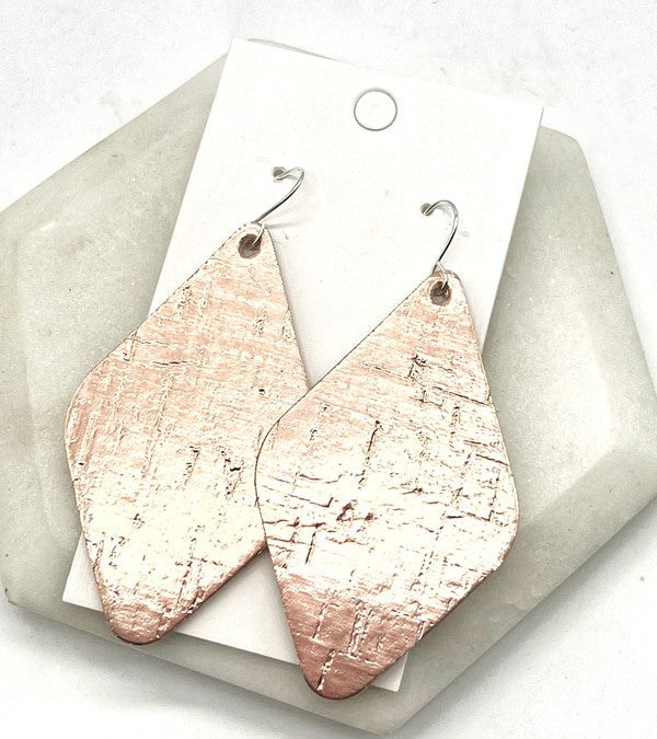 Rose Gold Valentines Diamond Corkleather Earring