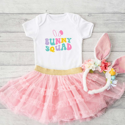 Bunny Squad Colorful Baby Onesie