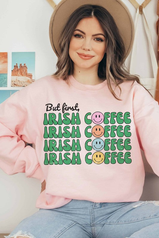 BUT FIRST IRISH COFFEE GRAPHIC SWEATSHIRT