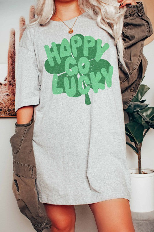 HAPPY GO LUCKY CLOVER GRAPHIC TEE