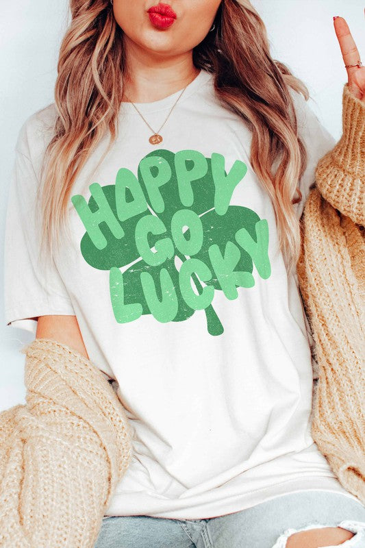 HAPPY GO LUCKY CLOVER GRAPHIC TEE