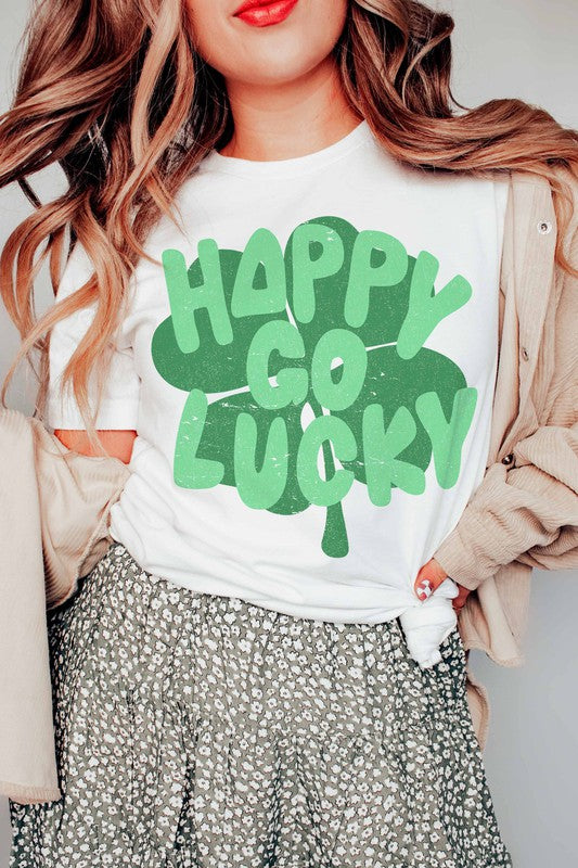 HAPPY GO LUCKY CLOVER GRAPHIC TEE