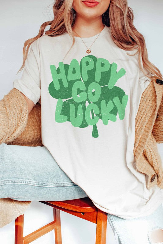 HAPPY GO LUCKY CLOVER GRAPHIC TEE