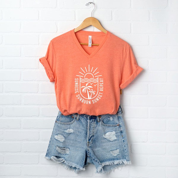 Sunrise Sunburn Sunset Repeat Beachscape Tee