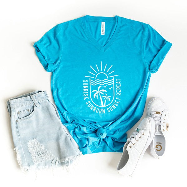 Sunrise Sunburn Sunset Repeat Beachscape Tee