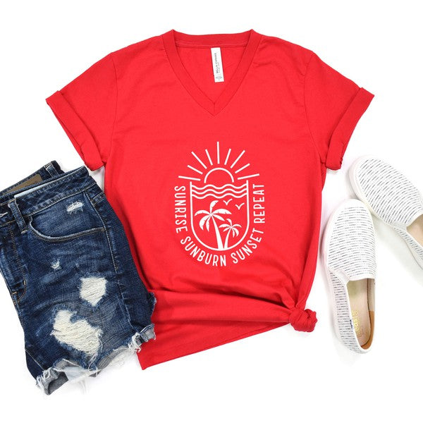 Sunrise Sunburn Sunset Repeat Beachscape Tee