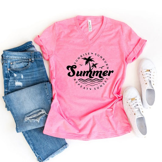 Summer Sunrise Sunburn Sunset Repeat Graphic Tee