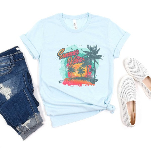 Summer Vibes Vintage Short Sleeve Graphic Tee