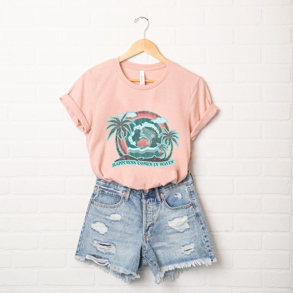 Happiness Comes In Waves Vintage Short Sleeve Tee