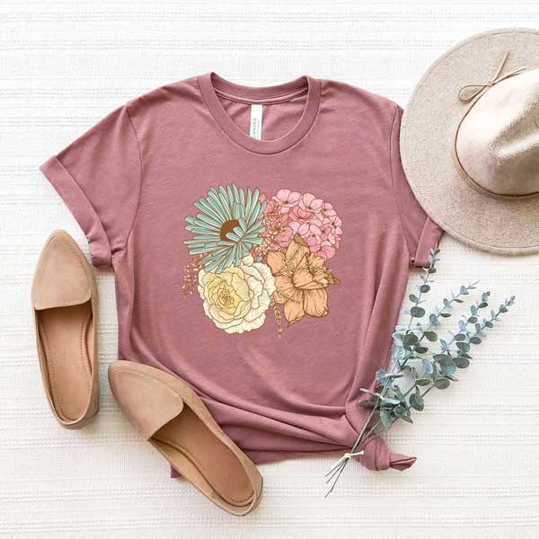 Colorful Flower Bouquet Short Sleeve Graphic Tee