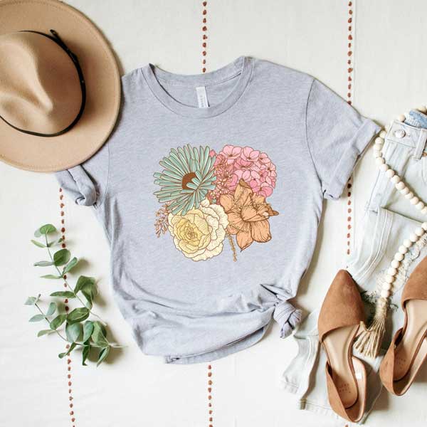 Colorful Flower Bouquet Short Sleeve Graphic Tee