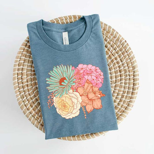 Colorful Flower Bouquet Short Sleeve Graphic Tee