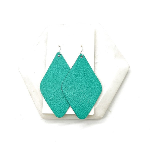 Kelly Green St Patricks Leather Diamond Earring