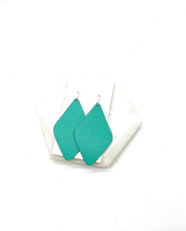 Kelly Green St Patricks Leather Diamond Earring