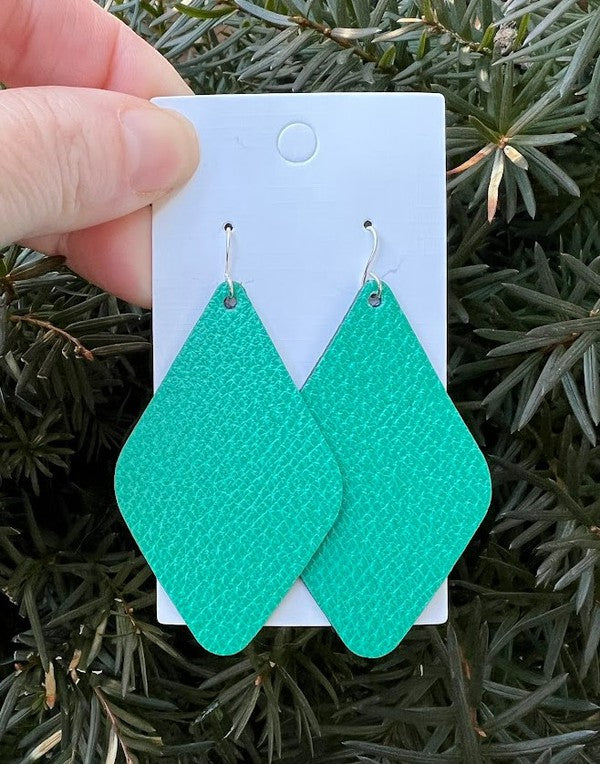 Kelly Green St Patricks Leather Diamond Earring