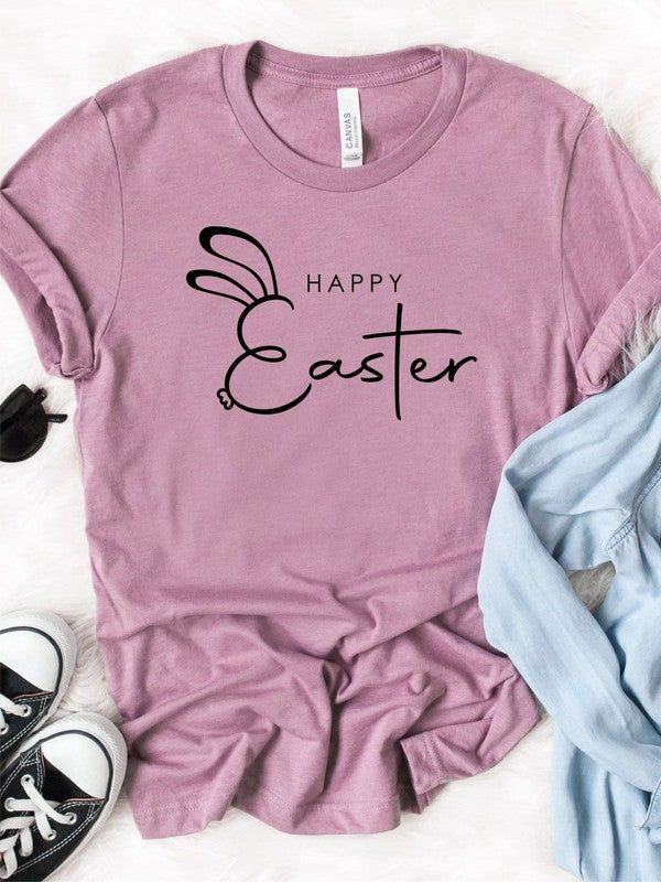 Happy Easter With Bunny Ears Graphic Tee
