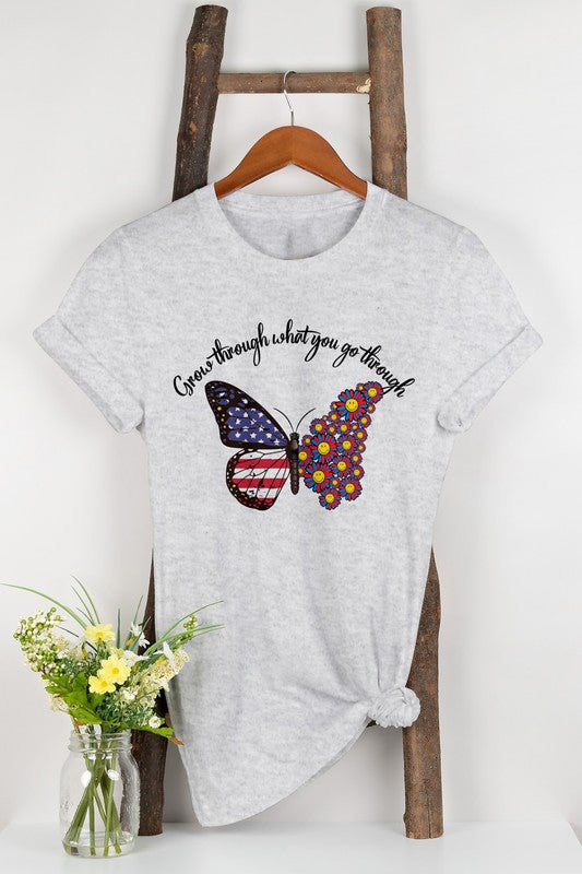 Butterfly 4th Of July Smiley Graphic Tee