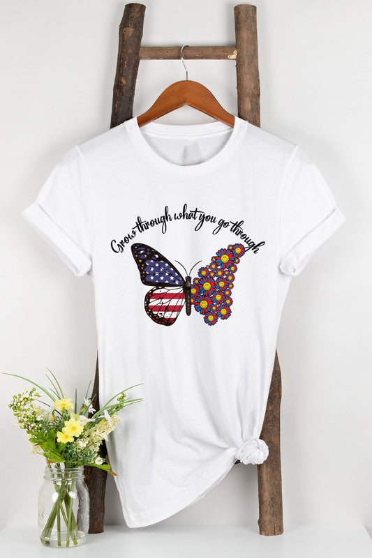 Butterfly 4th Of July Smiley Graphic Tee