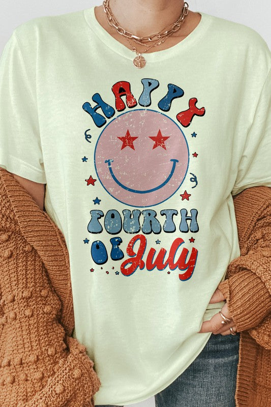 Happy 4th of July Smiley Graphic Tee