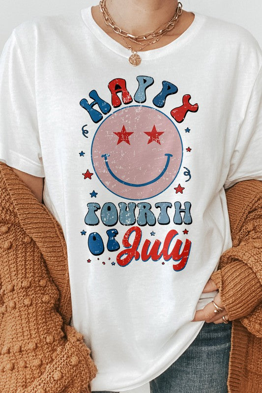 Happy 4th of July Smiley Graphic Tee