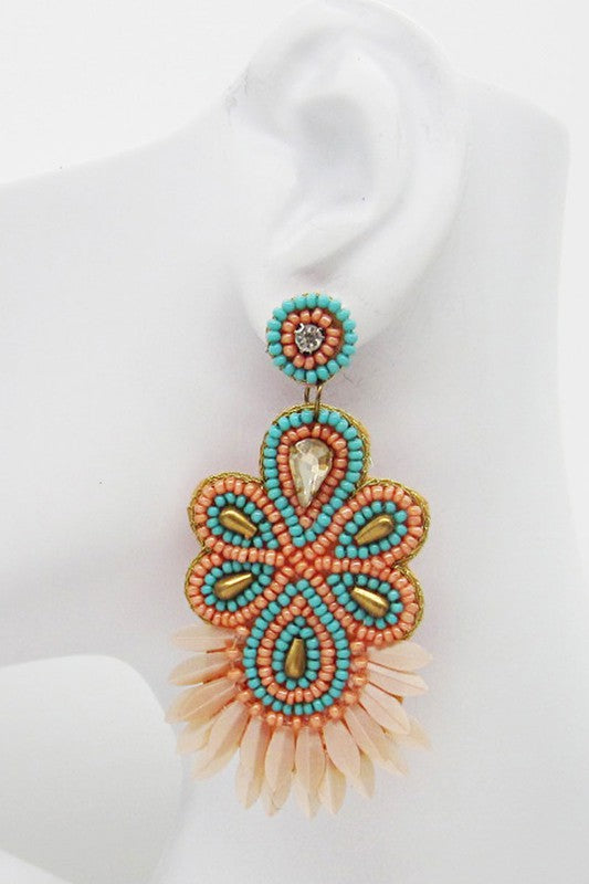 Seed Beaded Statement Post Earring