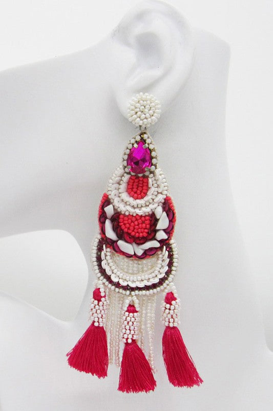 Seed Beaded Statement Post Earring