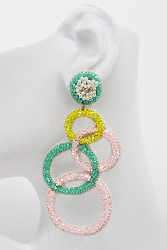 Pastel Loops Seed Beaded Post Earring