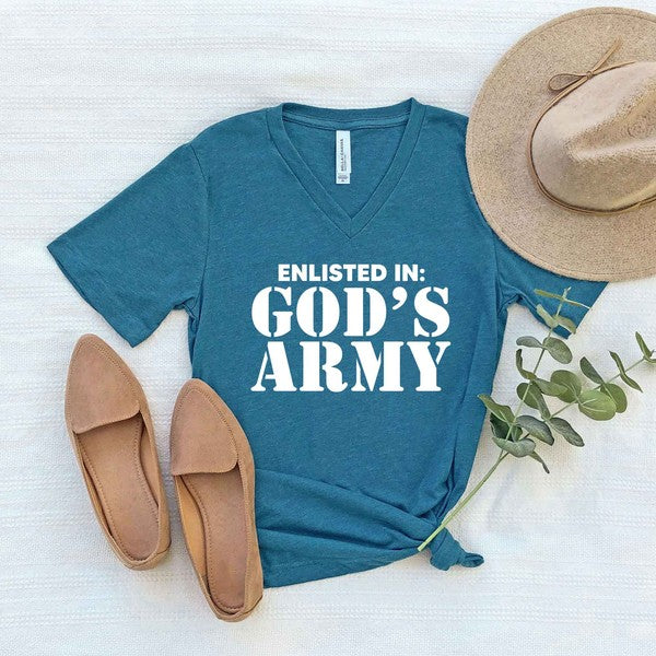 Enlist In God's Army V-Neck Graphic Tee