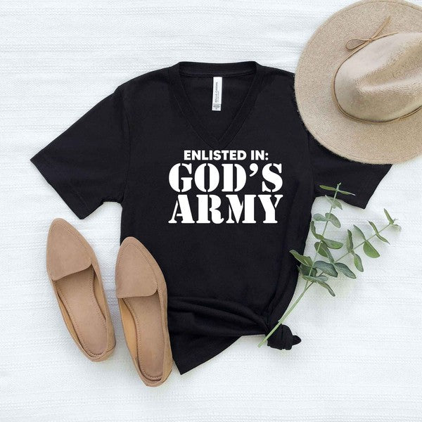 Enlist In God's Army V-Neck Graphic Tee