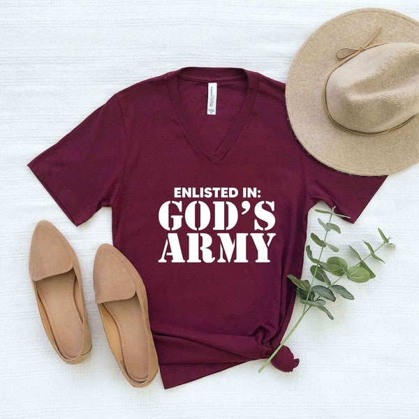 Enlist In God's Army V-Neck Graphic Tee