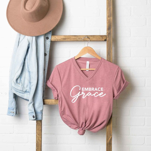 Embrace Grace V-Neck Graphic Tee