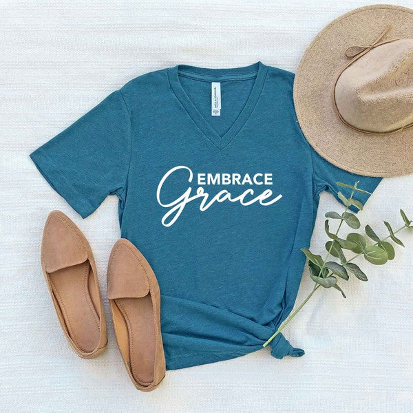 Embrace Grace V-Neck Graphic Tee