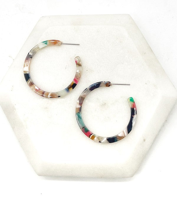 Multi-Color Acrylic Hoop Earrings